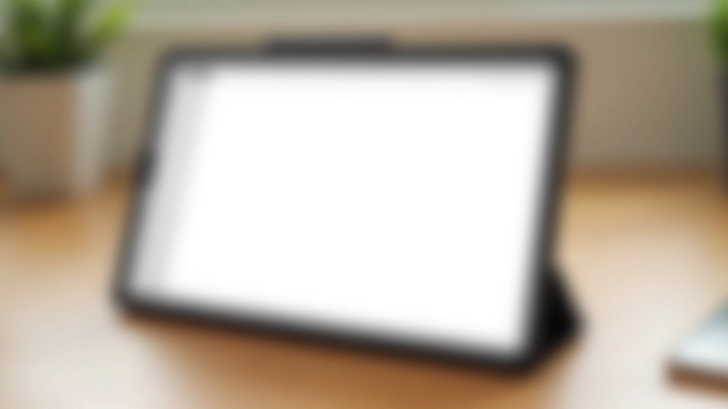 Minimalist website interface displayed on modern tablet screen with clean typography