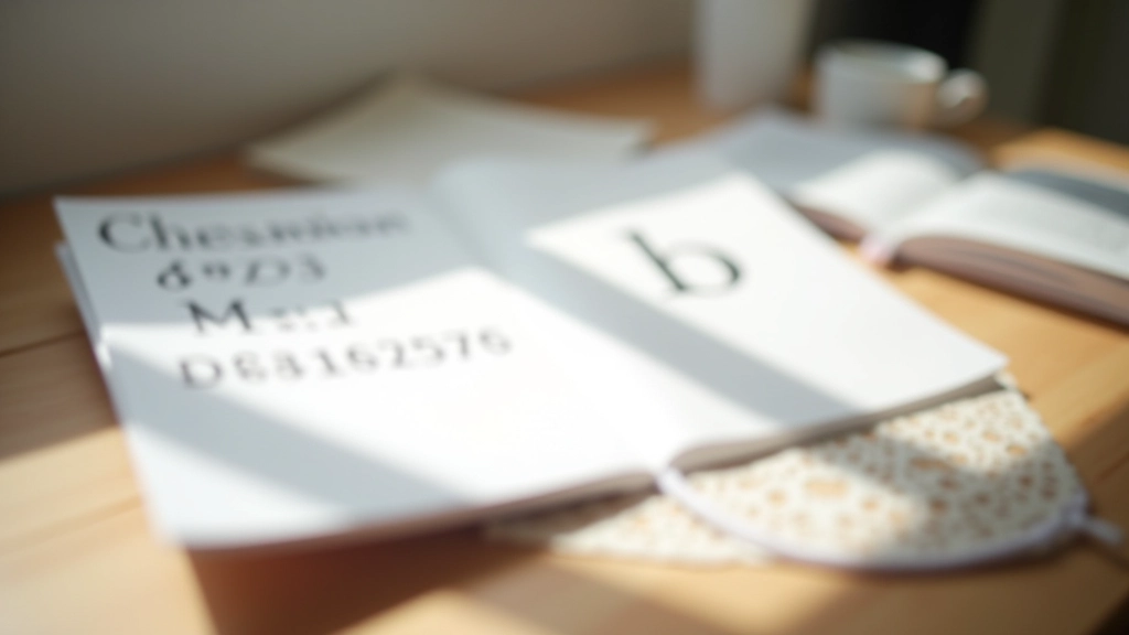 Clean desk setup with typography samples and minimalist notebook showing font pairing examples